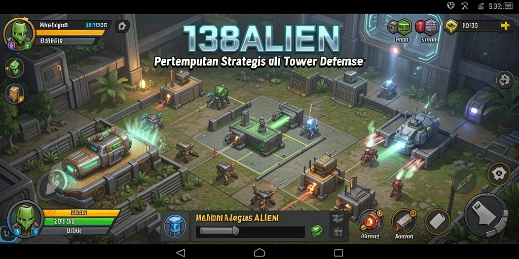 Menampilkan action intens dari gameplay Tower Defense 138ALIEN.