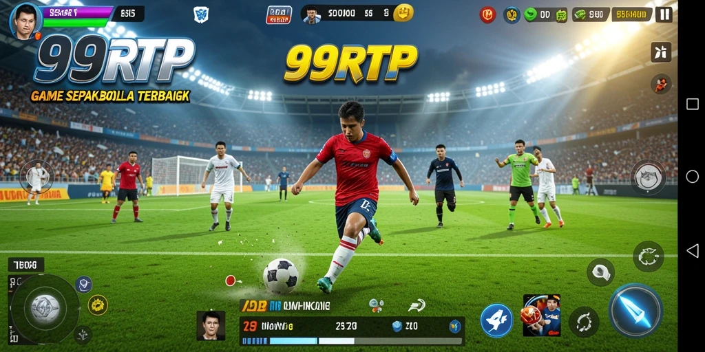 Tampilan gameplay 99RTP yang menampilkan pertandingan sepak bola yang seru.