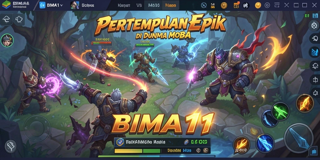 Screenshot gameplay BIMA11 yang mengesankan selama pertempuran MOBA.