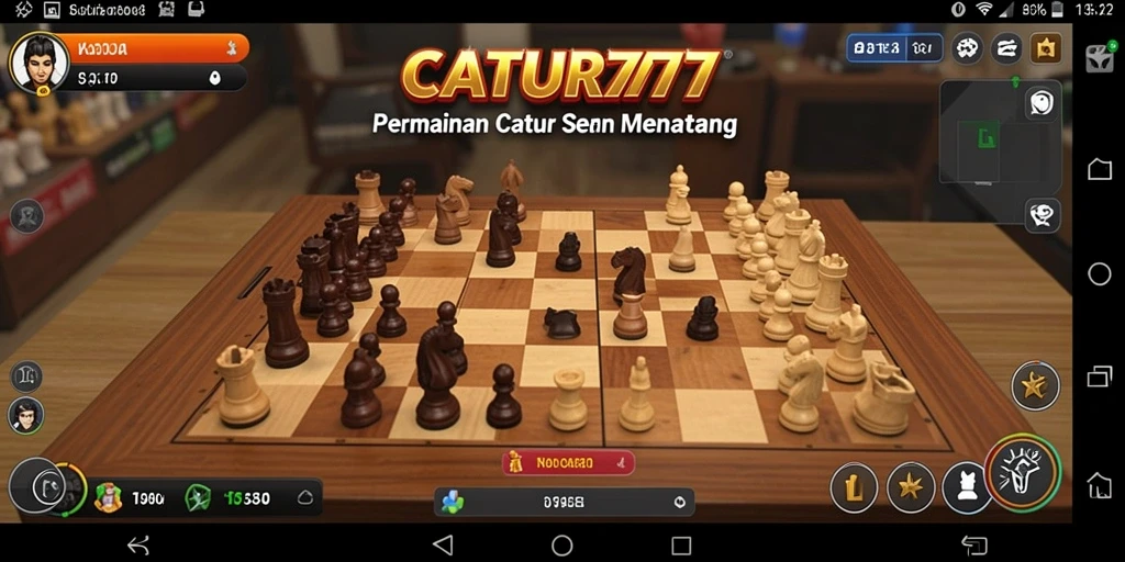 Screenshot gameplay CATUR777 yang menunjukkan pertarungan strategi catur.