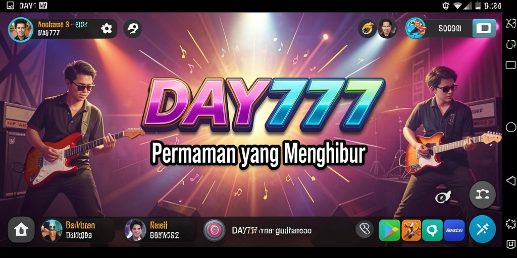 Screenshot DAY777 menampilkan gameplay seru dengan musik.