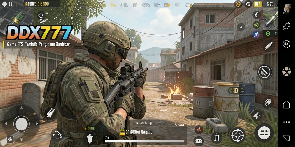 Tangkapan layar menunjukkan aksi intens dalam pertempuran FPS.