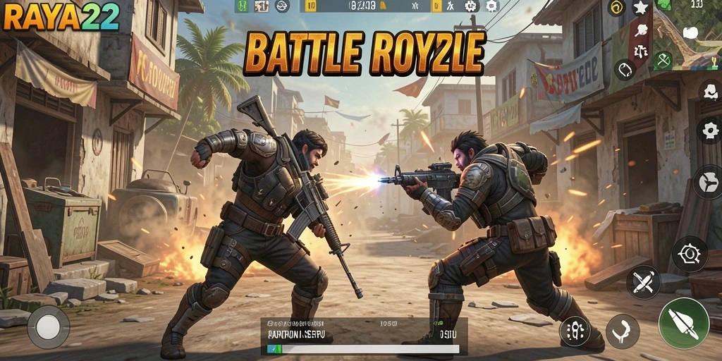 Gameplay menarik dengan pertempuran intens dalam RAYA22 Battle Royale.