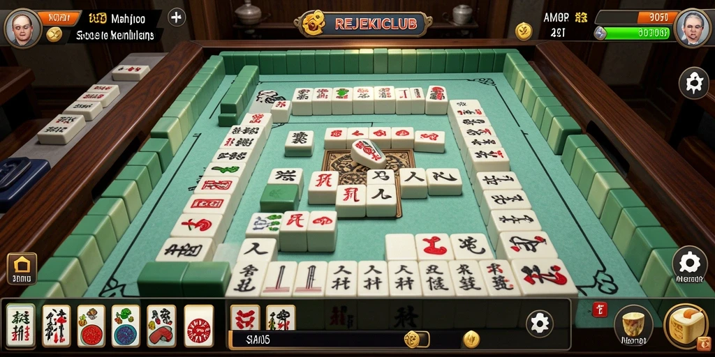 Tampilan gameplay saat menyusun ubin Mahjong di REJEKICLUB.