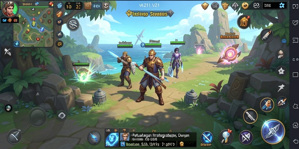 Tampilan menarik dari gameplay SLG dalam V21 dengan pertempuran strategis melawan musuh.