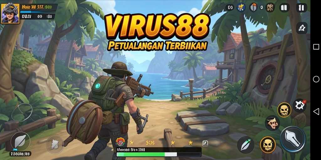 Tampilan gameplay menarik dari VIRUS88 dalam dunia terbuka.
